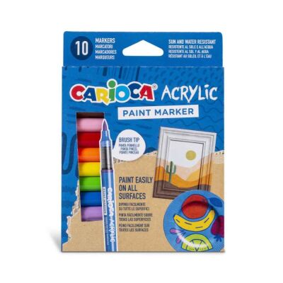 Carioca Akrilik Paint Marker Su Bazlı Fırça Uçlu 10'Lu - 1