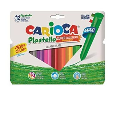Carioca Üçgen Elleri Kirletmeyen Yıkanabilir Pastel Boya Kalemi 12li Jumbo - 1