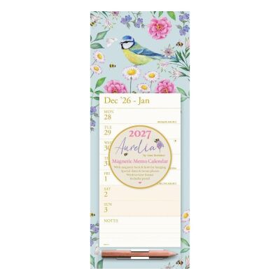Carousel Calendars Aurelia Blue Tit 2027 Mıknatıslı Haftalık Buzdolabı Takvimi - 1