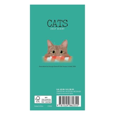 Carousel Calendars Cats Illustrated Kediler 2027 Slim Haftalık Ajanda - 4
