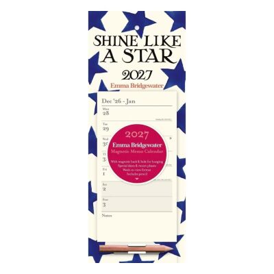 Carousel Calendars Emma Bridgewater Blue Star 2027 Mıknatıslı Haftalık Buzdolabı Takvimi - 1