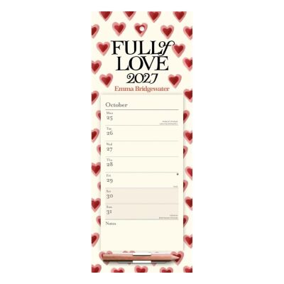 Carousel Calendars Emma Bridgewater Double Hearts 2027 Mıknatıslı Haftalık Buzdolabı Takvimi - 2