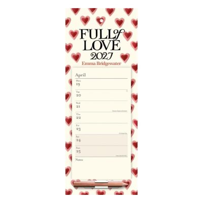 Carousel Calendars Emma Bridgewater Double Hearts 2027 Mıknatıslı Haftalık Buzdolabı Takvimi - 5