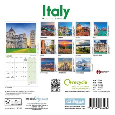Carousel Calendars Italy İtalya 2027 Mini Duvar Takvimi - 1