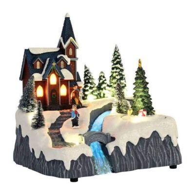 Işıklı Müzikli Köprülü Yılbaşı Evi 20 x 16 x 21 Cm - 1
