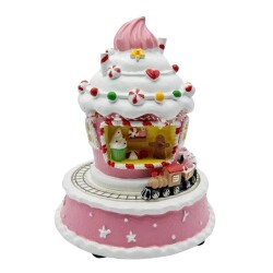 Işıklı Sesli Dekoratif Yılbaşı Süsü Dönen Biblo Muffin House - Sparkle Season