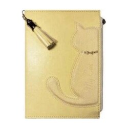 Kedili Geçmeli Vegan Kapaklı Defter 13x18 cm100 gr 160 Sayfa Cepli Fermuarlı - Victorias Journal