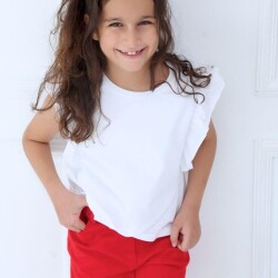 Kız Çocuk Fırfırlı T-shirt - Karamela