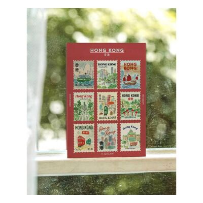 L'après-midi Postage Stamp Sticker - Posta Pulu Sticker Hong Kong 1 9'lu Paket - 2