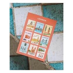 L'après-midi Postage Stamp Sticker - Posta Pulu Sticker London 1 9'lu Paket - 2