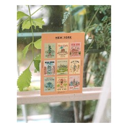 L'après-midi Postage Stamp Sticker - Posta Pulu Sticker NYC 1 9'lu Paket - 2