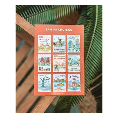 L'après-midi Postage Stamp Sticker - Posta Pulu Sticker San Francisco 1 9'lu Paket - 2
