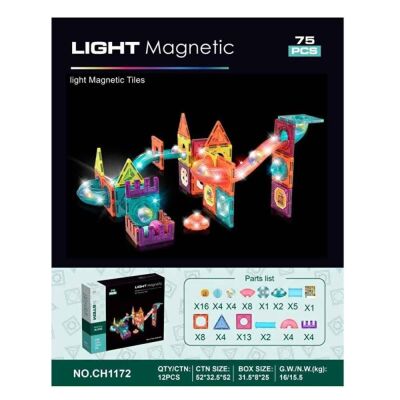 Magnetic Tiles Light Version 75 Parça / CH1172 - 2