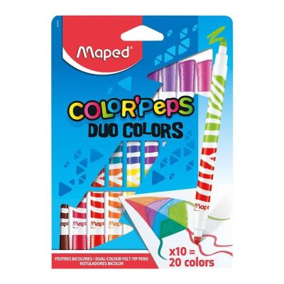 Maped Keçeli Boya Kalemi Çift Taraflı Çift Renkli 10lu - 1