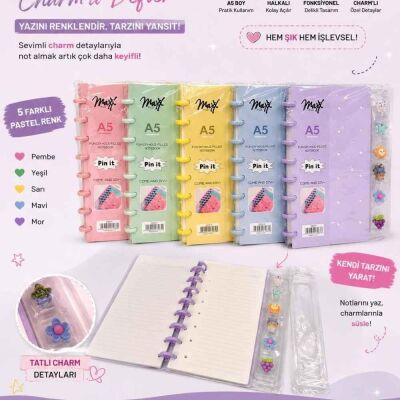 Maxx DIDP-8 A5 Charmlı Bloknot Pembe - 2