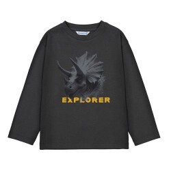 Mayoral Erkek Çocuk Uzun Kollu T-shirt AW2504090 Siyah