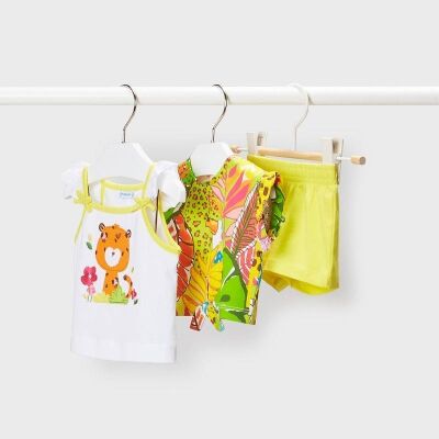 Mayoral Kız Bebek 3'lü T-Shirt Şort Takım - 14