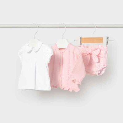 Mayoral Kız Bebek 3'lü Triko T-shirt Şort Set SS2601287 - 1