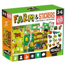 Puzzle + Stickers The Farm (3-6 Yaş) - Headu