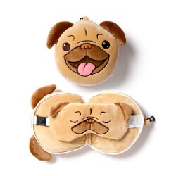 Relaxeazzz Seyahat Yastığı ve Göz Maskesi Mopps Pug - 6