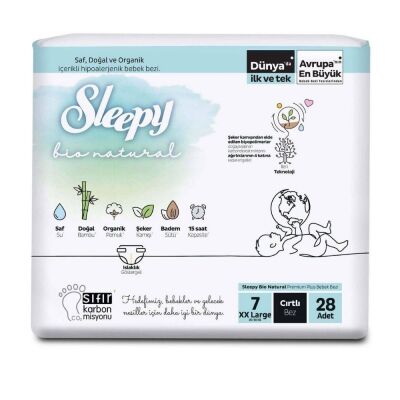 Sleepy Bio Natural Bebek Bezi Jumbo XXL 28li No:7 - 2
