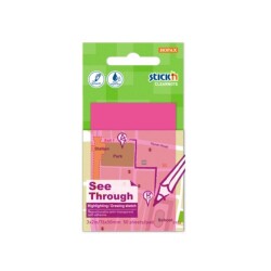 Stickn See Through Saydam Yapışkanlı Not Kağıdı 76x51 mm 50li Neon Pembe - Stickn