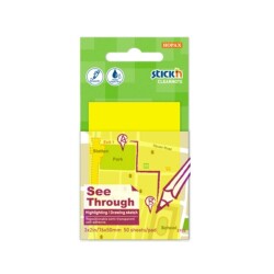 Stickn See Through Saydam Yapışkanlı Not Kağıdı 76x51 mm 50li Neon Sarı - Stickn