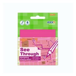 Stickn See Through Saydam Yapışkanlı Not Kağıdı 76x76 mm 50li Neon Pembe - Stickn