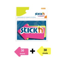 Stickn Yapışkanlı Not Kağıdı Ok Şeklinde İki Renkli 76x50 mm 60lı - Stickn