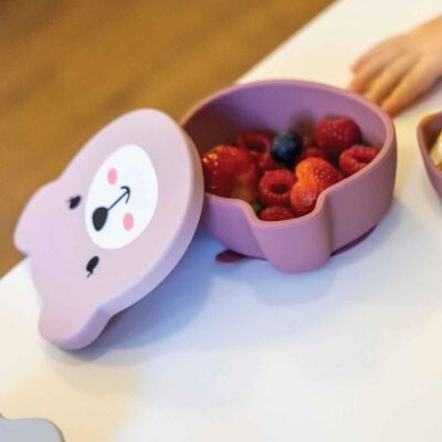 Tum Tum Silikon Vakumlu, Kapaklı Kase ve Kaşık Seti Betsy Bear - 3