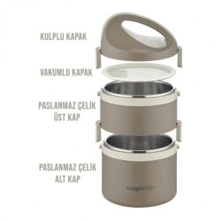 Vagon Life Çelik Yemek Termosu 2 Katlı Sefertası BL40130 - 6