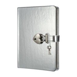 Victoria's Journals Hush Hush Kilitli Metalik Defter Kutulu 160 Yaprak Çizgili Gümüş - Victorias Journal