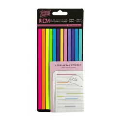 Yapışkanlı Şerit 14x0,5 cm 12 renk x 20 yaprak - Victorias Journal